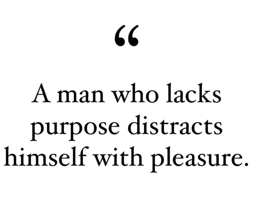 A man who lacks purpose distracts himself with pleasure